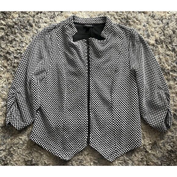 torrid Jackets & Blazers - Torrid Jacket Womens 2 Black White Check Moto Biker Edgy Retro Rockabilly Retro